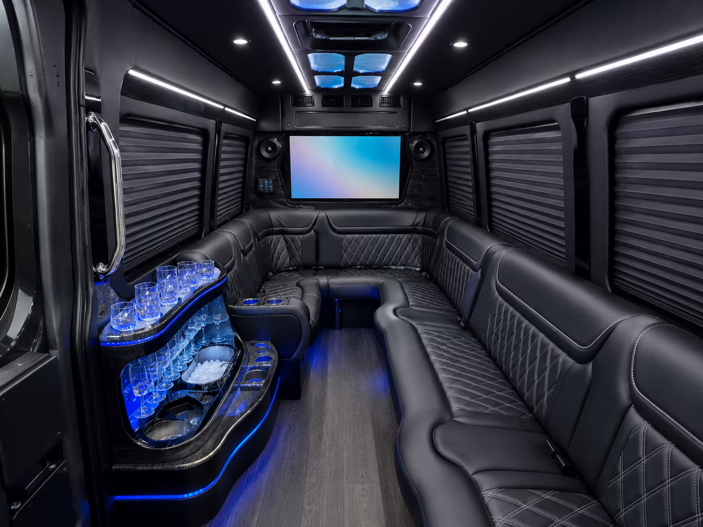 longview 50 passenger party bus interior